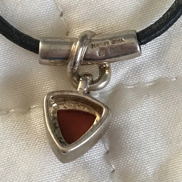 Red Carnelian/Sterling/Leather Necklace - Picture 5 of 6